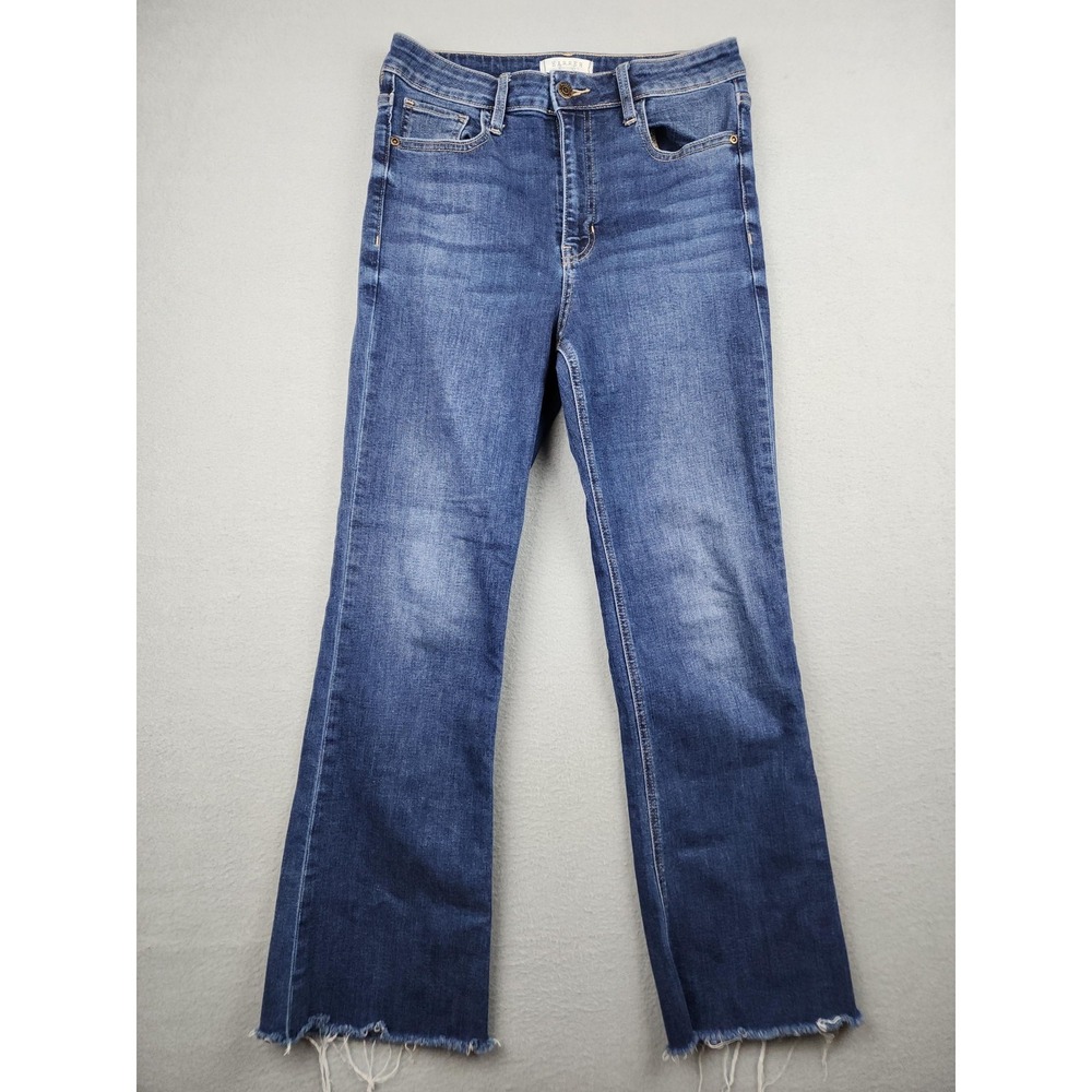 Harper Heritage Jeans Womens 27 Blue High Rise Kick Crop Fringe Hem Denim